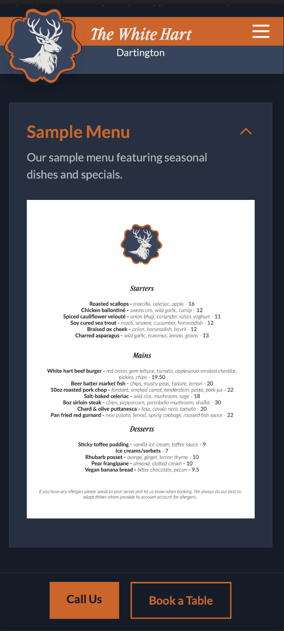 White Hart Website Page 4